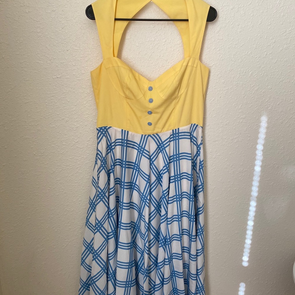 ModCloth dress yellow/blue picnic print
